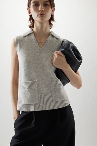 COS + V-Neck Patch Pocket Knitted Vest