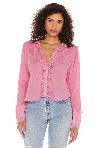 Free People + Clemence Button Down in Pink