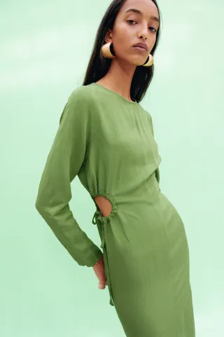 Zara + Cut Out Linen Blend Dress