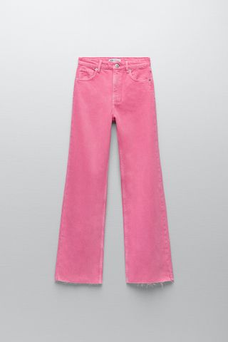 Zara + Solid Colour Full Length Wide Leg Jeans