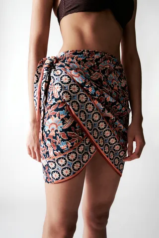 Zara + Printed Sarong Skirt