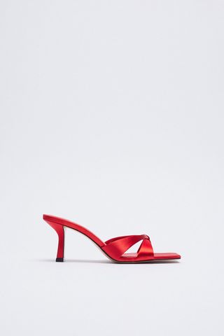 Zara + Heeled Satin Effect Sandals