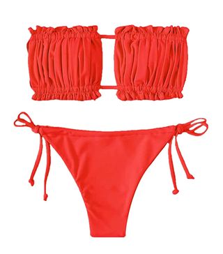 Floerns + Tie Back Ruched Bandeau Bikini