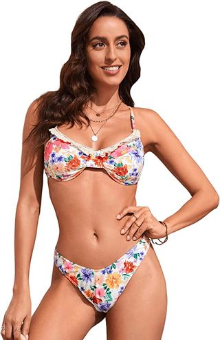 SweatyRocks + Floral Underwire Bikini Set