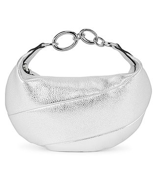 BY FAR + Bougie Silver Grained Leather Top Handle Bag
