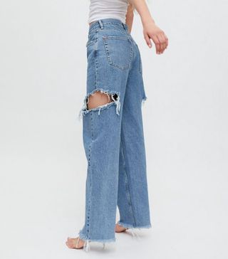 BDG + High-Waisted Baggy Jean Ripped Medium Wash