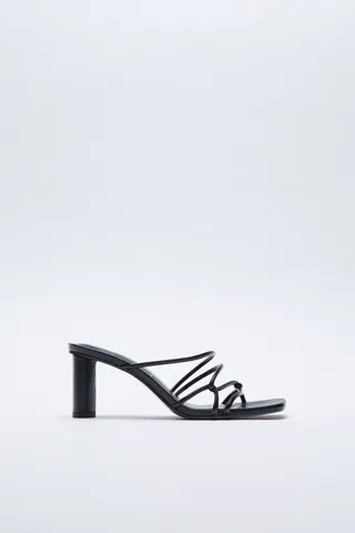 Zara + Rolled Strap Heeled Sandals