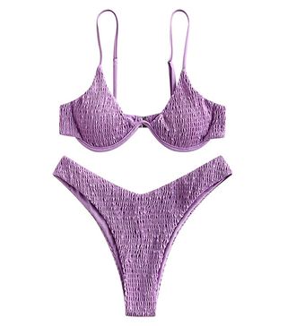 Zaful + Women's Underwire High Cut Triangle Bikini Set