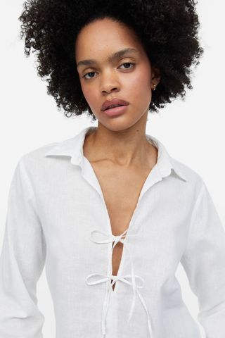H&M + Linen-Blend Pop-Over Shirt