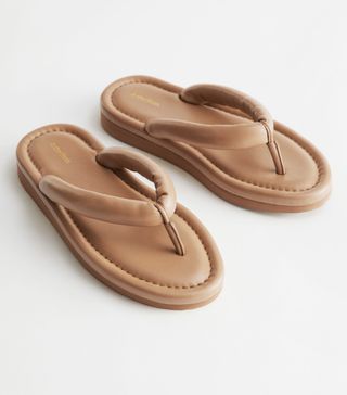 & Other Stories + Padded Strap Leather Flip Flops