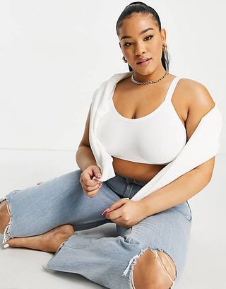 ASOS Design + Supportive Recycled Seamless Bralette in White