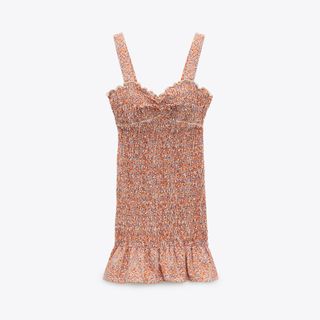 Zara + Printed Elasticized Dress