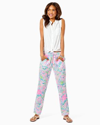 Lilly Pulitzer + 31-Inch Taron Mid Rise Linen Pant