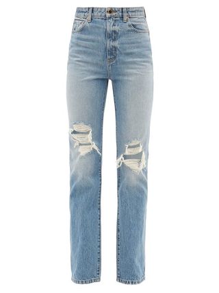 Khaite + Danielle Distressed Straight-Leg Jeans