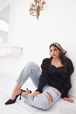Nasty Gal + Plus Size Washed Denim Ripped Jeans