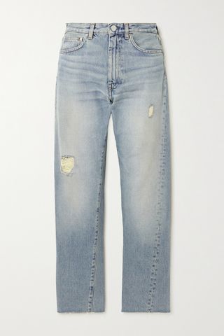 Totême + Original Distressed Mid-Rise Straight-Leg Jeans