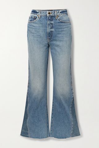 Khaite + Layla Paneled Cropped High-Rise Flared Jeans