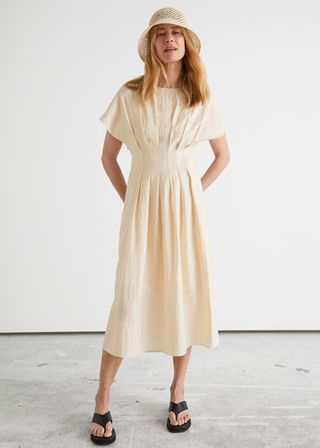 & Other Stories + Pleated Wide Sleeve Midi Dress