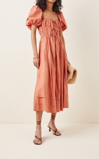 Ulla Johnson + Palma Tie-Detail Cotton Midi Dress