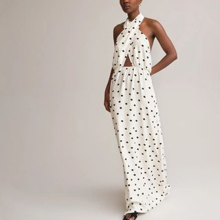 La Redoute + Sleeveless Backless Maxi Dress in Polka Dot Print