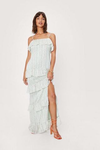 Nasty Gal + Polka Dot Print Ruffle Maxi Dress