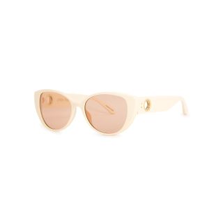 Linda Farrow Luxe + Sarandon Ivory Cat-Eye Sunglasses
