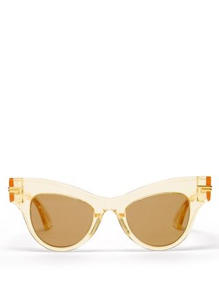 Bottega Veneta + Cat-Eye Clear-Acetate and Metal Sunglasses