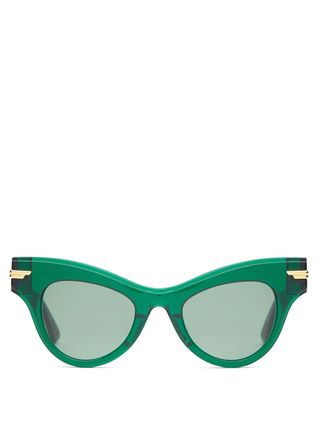 Bottega Veneta + Cat-Eye Acetate and Metal Sunglasses