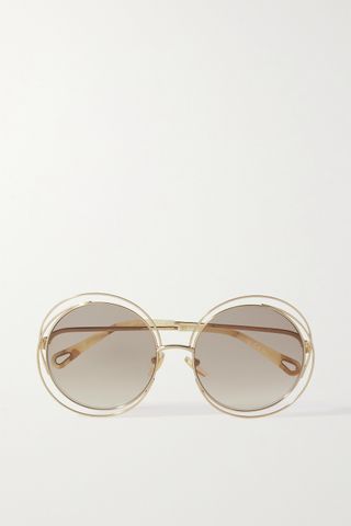 Chloé + Carlina Oversized Round-Frame Gold-Tone Sunglasses