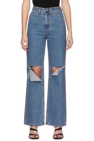Drae + Destroyed Mid-Rise Jeans