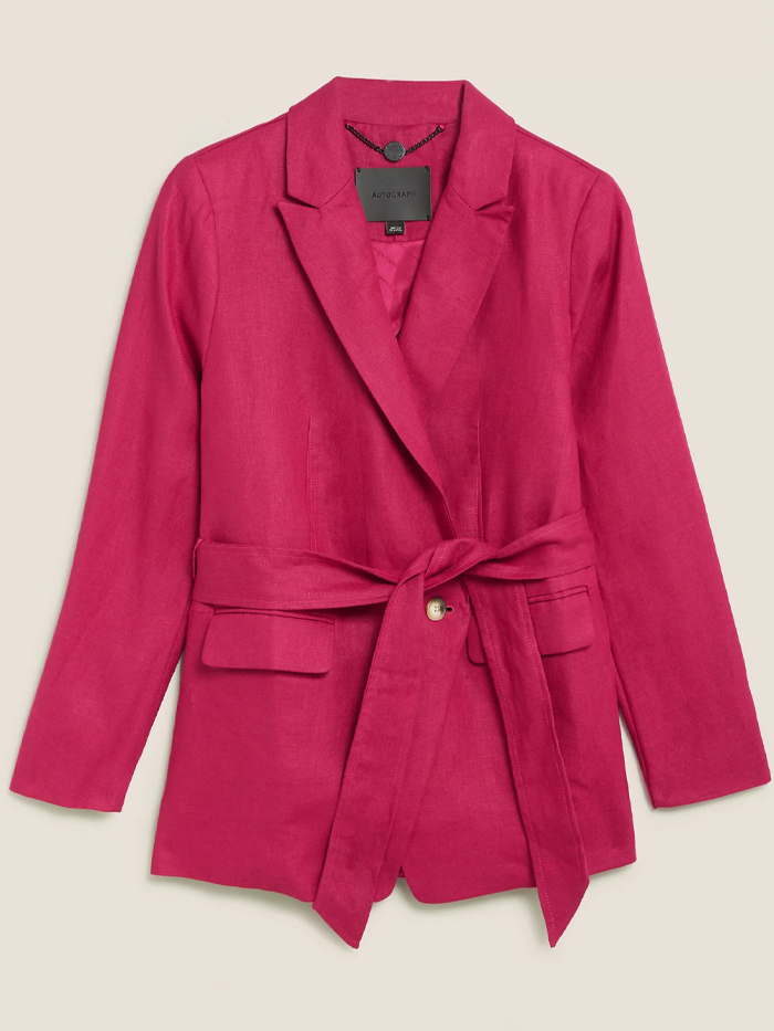 Autograph + Irish Linen Slim Belted Blazer
