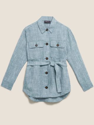 M&S Collection + Linen Relaxed Belted Shacket