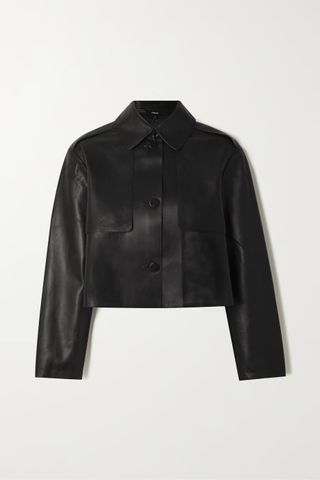 Theory + Cropped Leather Jacket