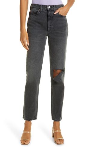 Re/Done + '70s High Waist Distressed Straight Leg Jeans