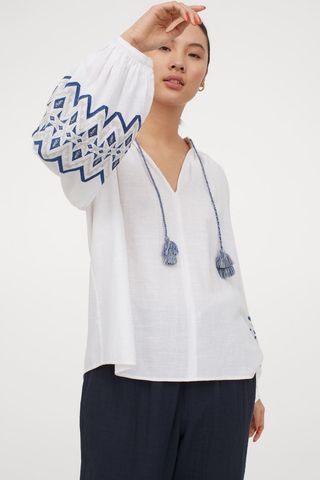H&M + Embroidered Blouse