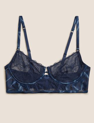 Marks & Spencer + Graphic Floral Lace Bustier A-E in Navy