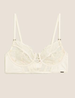 Marks & Spencer + Graphic Floral Lace Non Padded Bustier A-E in Cream
