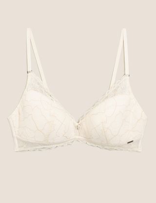 Marks & Spencer + Graphic Floral Lace Padded Bralette in Cream