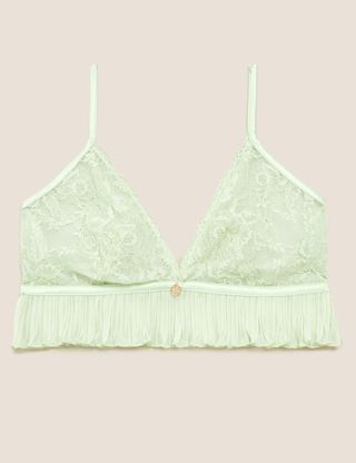 Marks & Spencer + Pleat & Lace Non Wired Bralette in Lime