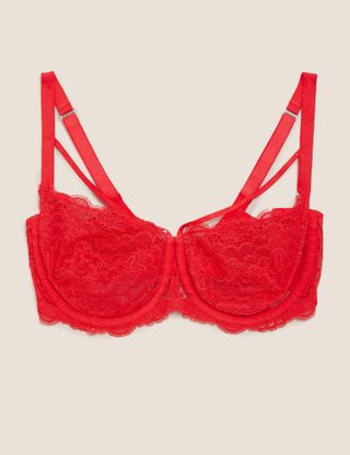 Marks & Spencer + Scallop Lace Underwired Balcony Bra F-G in Red