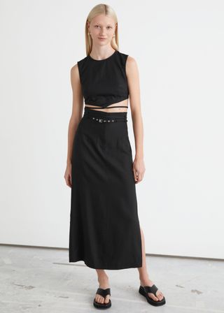 & Other Stories + Belted Straight Midi Skirt