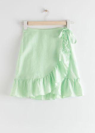 & Other Stories + Ruffled Linen Wrap Mini Skirt