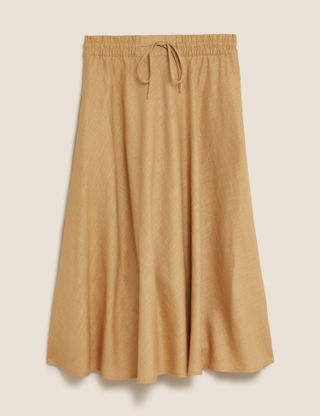 Marks and Spencer + Linen Midi A-Line Skirt