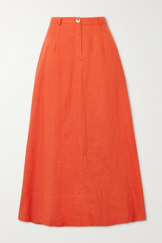 Staud + Cybele Linen Midi Skirt