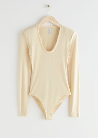 & Other Stories + Fitted Padded Shoulder Bodysuit