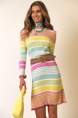 Rixo + Milos Rainbow Stripe Dress