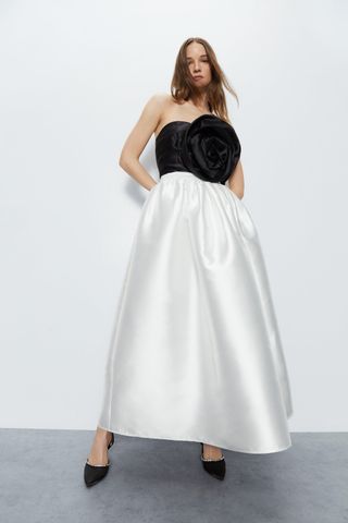 Warehouse + Premium Satin Twill Midi Full Skirt