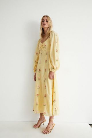 Warehouse + Embroidery Midi Dress