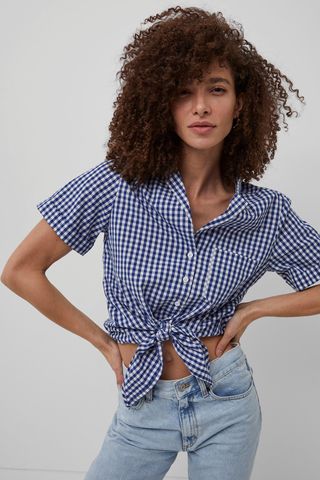 French Connection + Reta Check Tie-Front Shirt