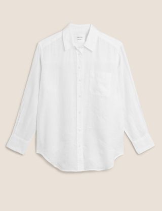 Marks and Spencer + Pure Linen Oversized Long Sleeve Shirt